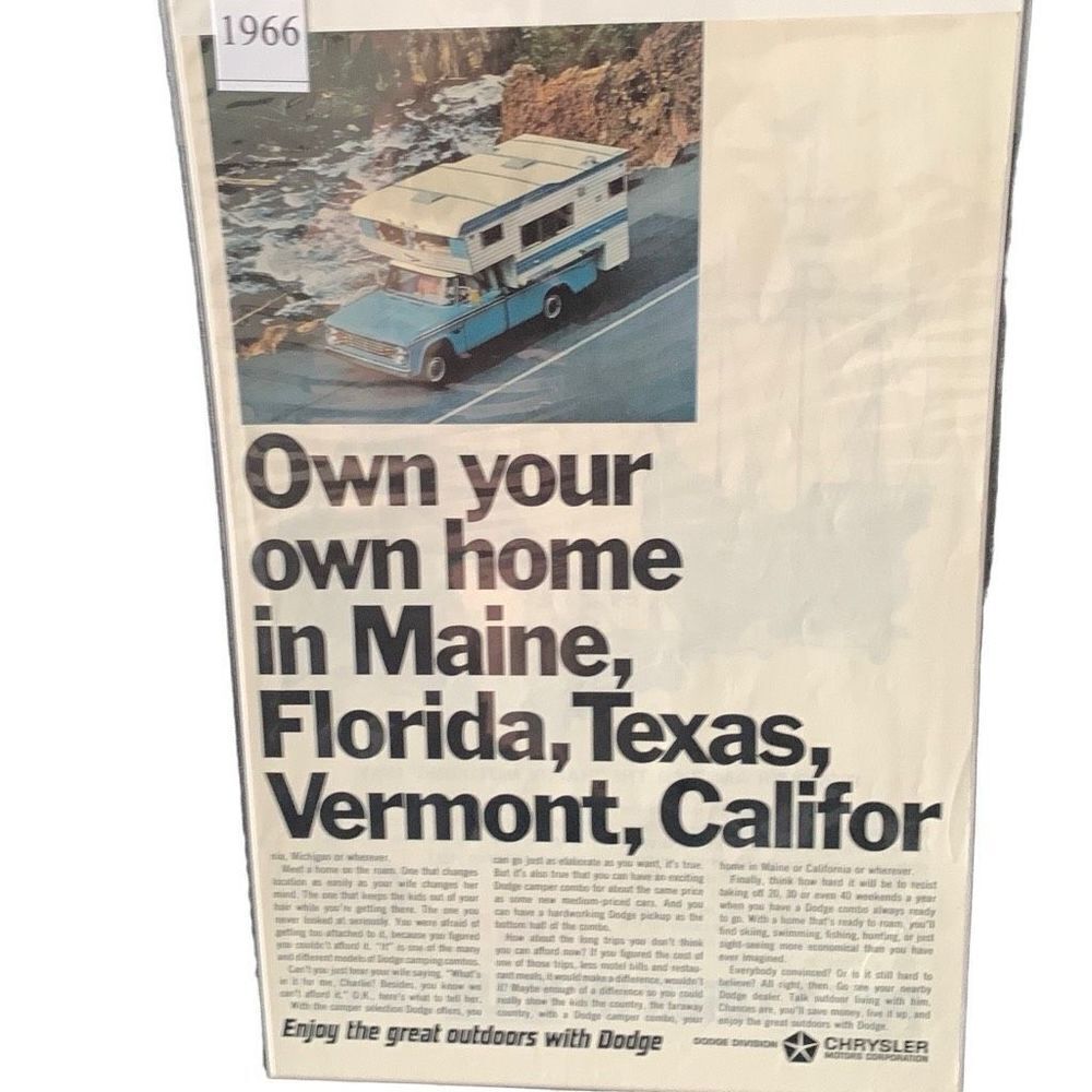 Vintage 1966 Dodge Enjoy The Great Outdoors Ad Advertisement